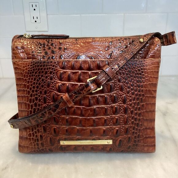 Brahmin Remy Pecan Croc Embossed Crossbody Bag - Picture 1 of 13